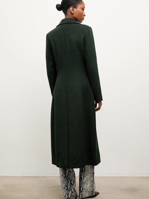 Answear.LAB płaszcz wełniany kolor zielony przejściowy dwurzędowy
