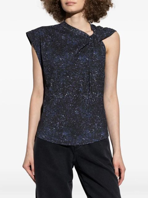 ISABEL MARANT sequin-print knot-detail top - Blue