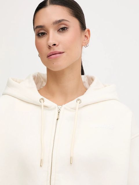 Guess bluza AELIA damska kolor beżowy z kapturem gładka V5BQ11 KB681