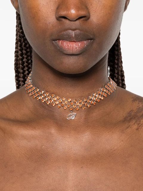 Blumarine crystal-embellished B-logo necklace - Silver - zdjęcie produktu nr 2