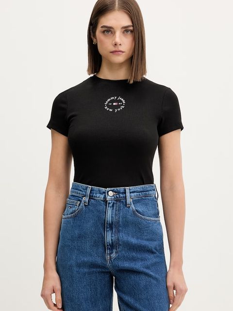 Tommy Jeans T-shirt damski bawełniany z elastanem - zdjęcie produktu nr 2