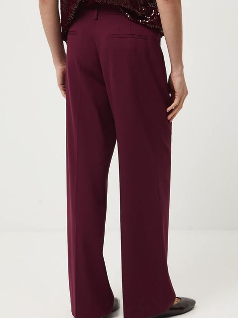 Medicine spodnie damskie kolor bordowy szerokie medium waist