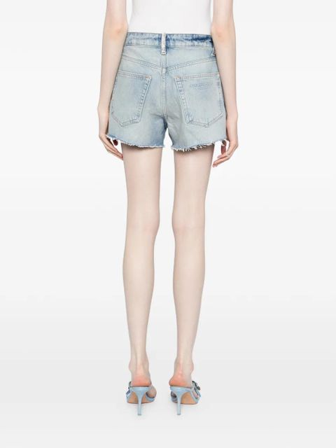 Alexander Wang crystal-embellished denim shorts - Blue
