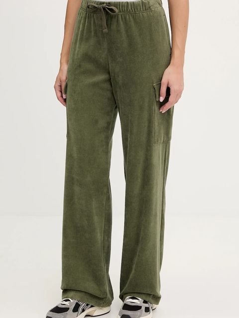 Banana Moon spodnie dresowe welurowe Quandary damskie kolor zielony gładkie BEYOND.QUANDARY - zdjęcie produktu nr 1