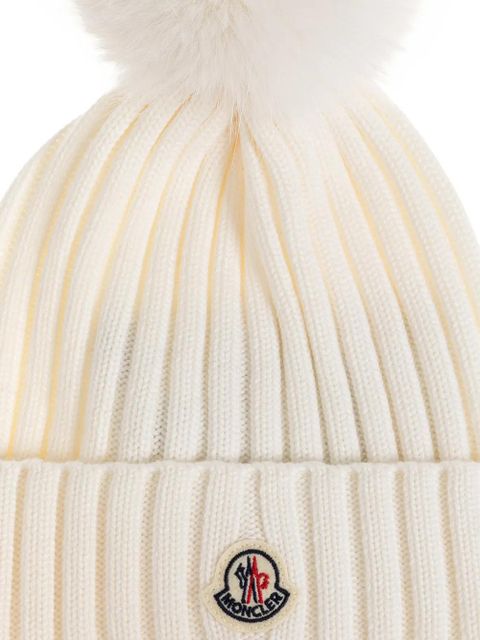 Moncler pompom ribbed beanie - Neutrals - zdjęcie produktu nr 2