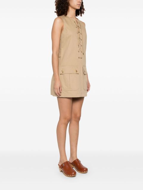Chloé lace-up cotton mini dress - Brown - zdjęcie produktu nr 2