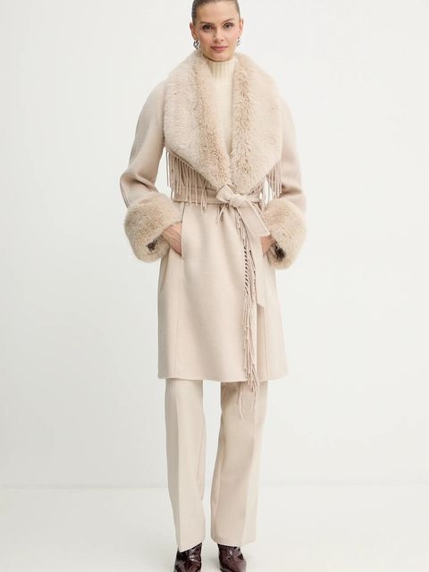 Marciano by Guess płaszcz z dodatkiem wełny LILIANA kolor beżowy 5BGL46 7125A - zdjęcie produktu nr 2