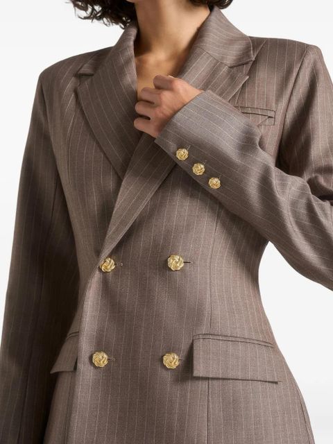 Manière De Voir Maia pinstripe double-breasted blazer - Brown