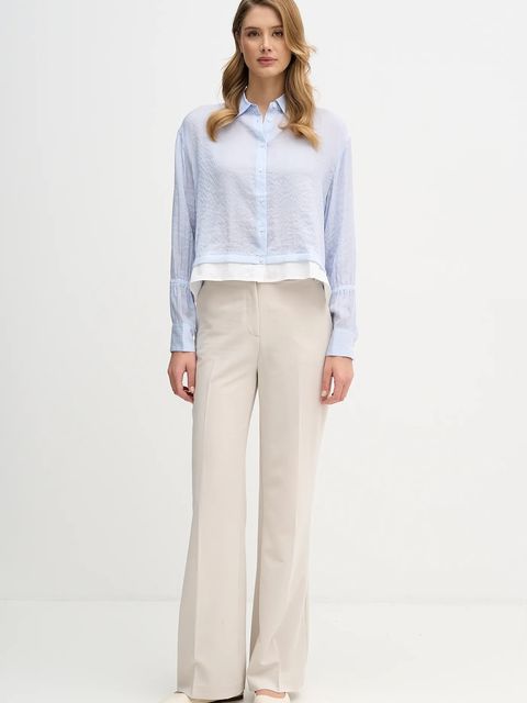 Sisley koszula damska kolor niebieski relaxed z kołnierzykiem klasycznym 5LVZLQ09J - zdjęcie produktu nr 2