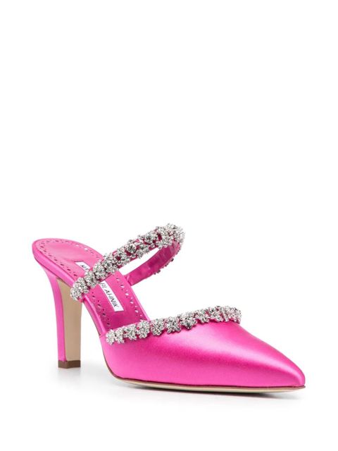 Manolo Blahnik Vedadamu 80mm crystal-embellished mules - Pink - zdjęcie produktu nr 2