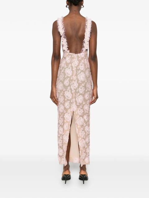 Alessandra Rich floral bow maxi dress - Neutrals