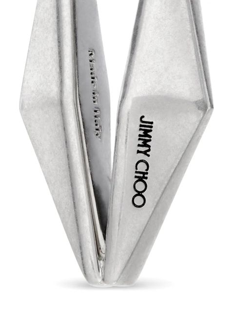 Jimmy Choo Diamond engraved-logo earrings - Silver