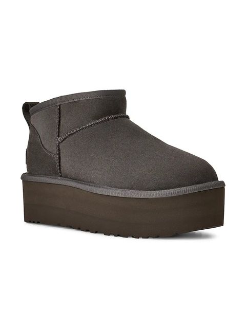 UGG śniegowce zamszowe Classic Ultra Mini Platform kolor szary 1135092.CHRC
