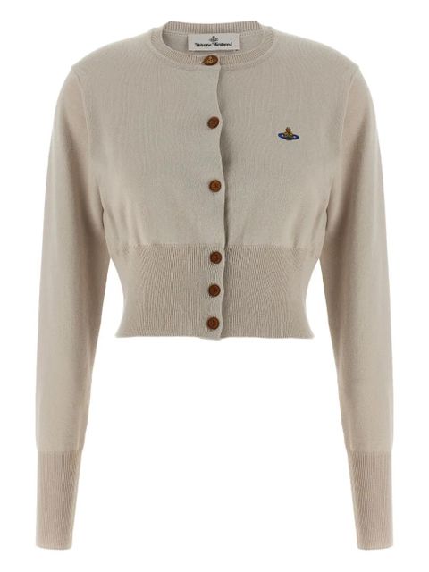 Vivienne Westwood embroidered-logo crop-length cardigan - Neutrals - zdjęcie produktu nr 1