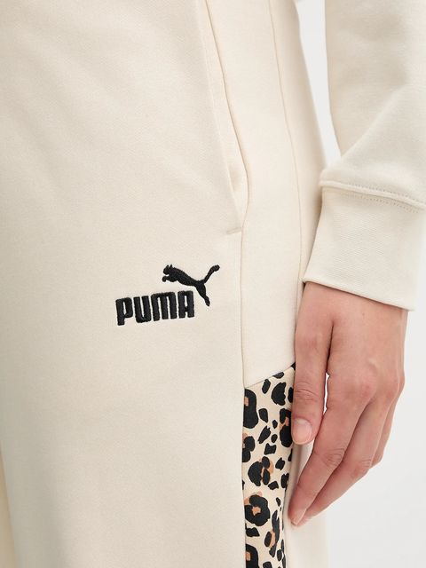 Puma spodnie dresowe damskie kolor beżowy wzorzyste 688086