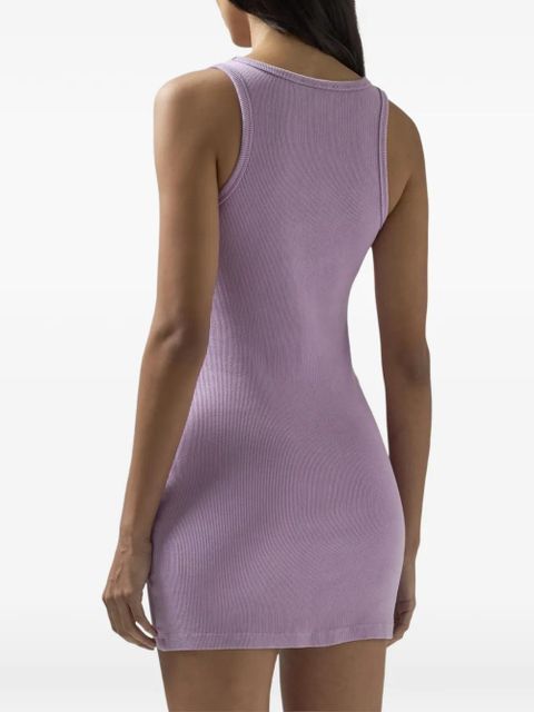GCDS ribbed-knit log-detail mini dress - Purple