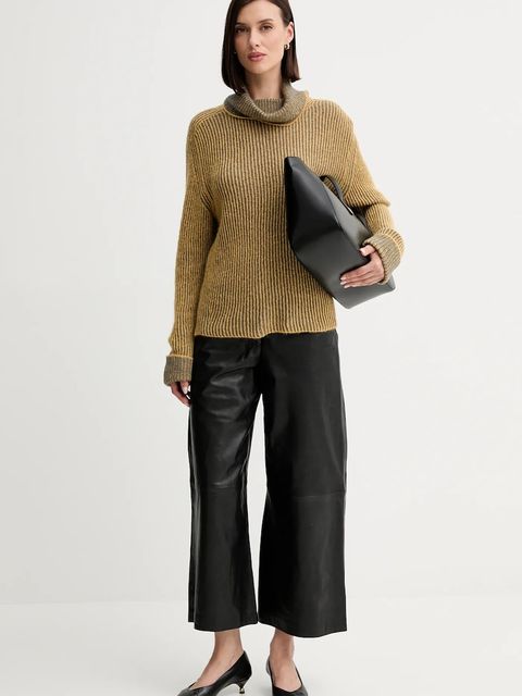 Twinset sweter z wełną damski kolor żółty lekki z golfem 252TF3010 - zdjęcie produktu nr 2