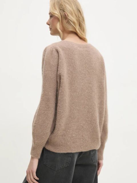 Answear.LAB sweter wełniany damski kolor beżowy