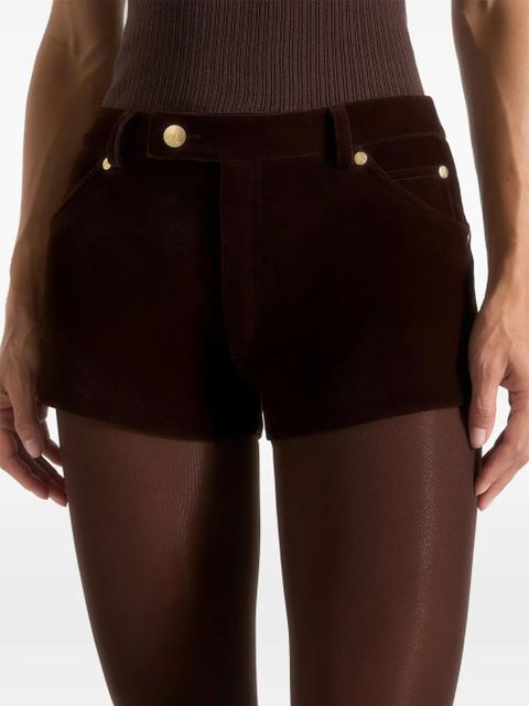 Manière De Voir velvet patent mini shorts - Brown