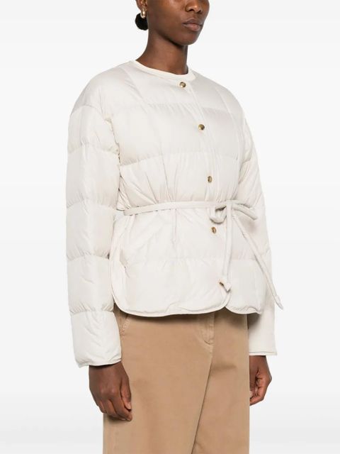 Moncler belted quilted jacket - Neutrals