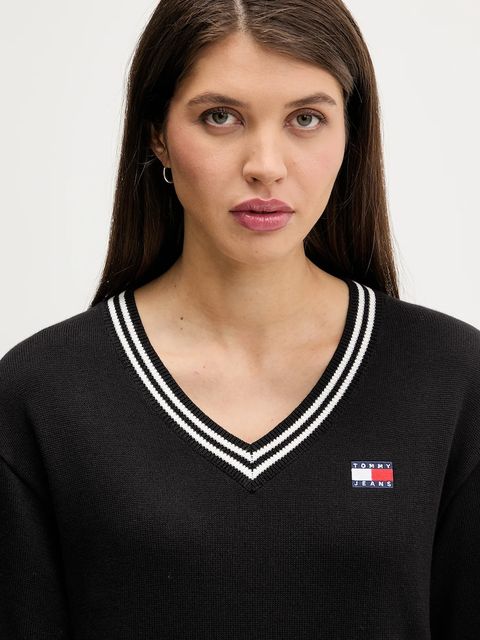 Tommy Jeans sukienka bawełniana kolor czarny mini prosta DW0DW21909