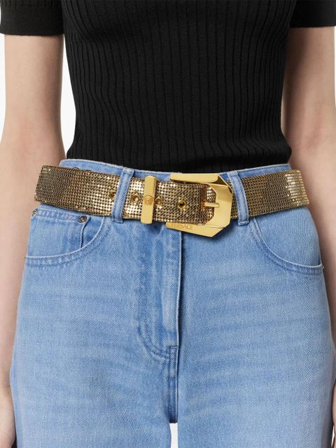 Versace chainmail-embellished metallic belt - Gold