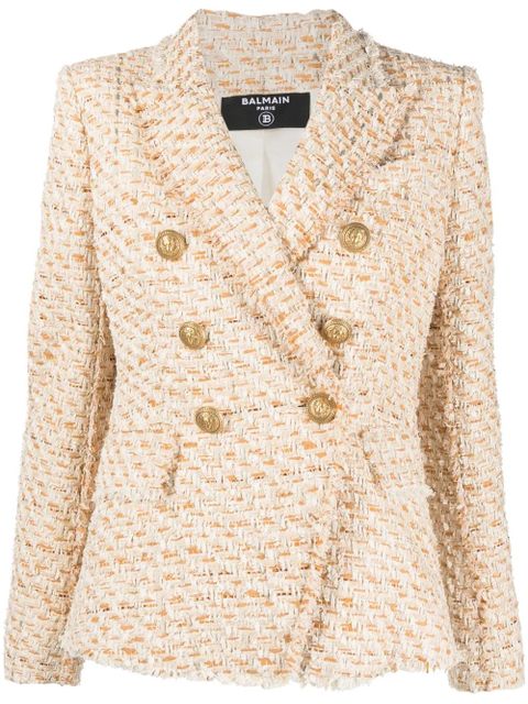 Balmain double-breasted tweed blazer - Neutrals - zdjęcie produktu nr 1