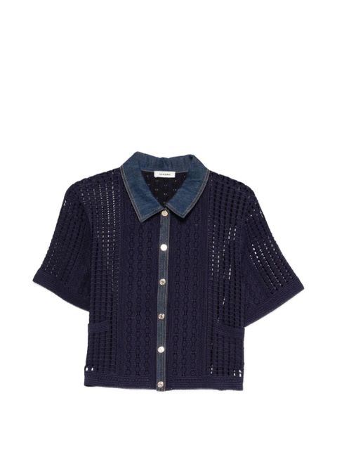 SANDRO openwork collared shirt - Blue - zdjęcie produktu nr 1