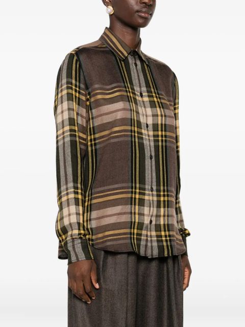 Saint Laurent plaid button-up shirt - Brown