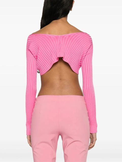 Jacquemus La Maille ribbed shrug cardigan - Pink