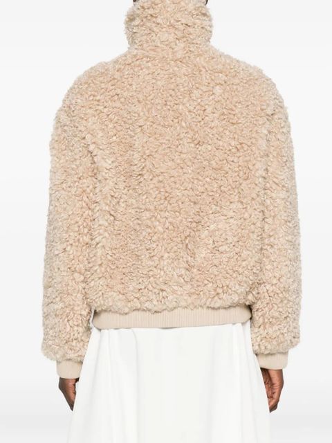 Maje teddy-effect zip-up faux fur jacket - Neutrals