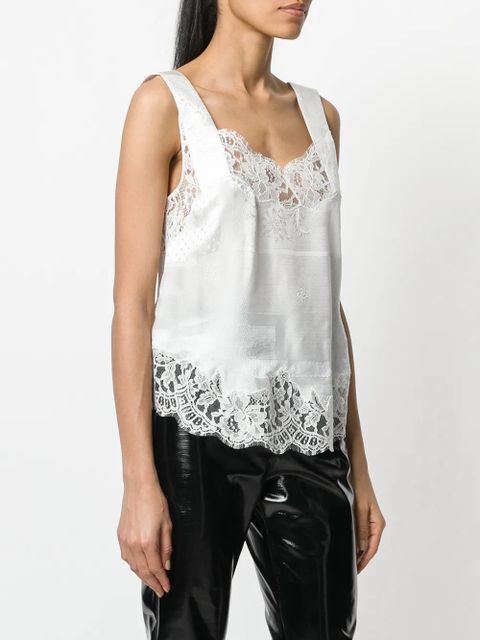 Givenchy lace trim vest top - White