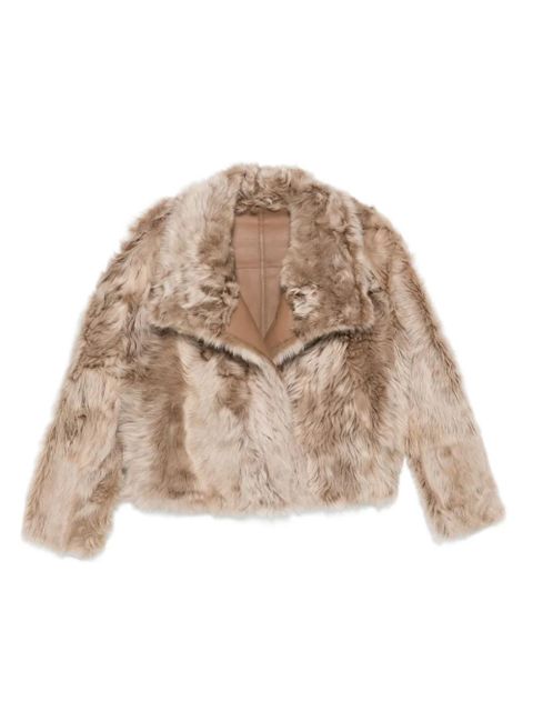 Yves Salomon leather-trimmed fur jacket - Neutrals - zdjęcie produktu nr 1