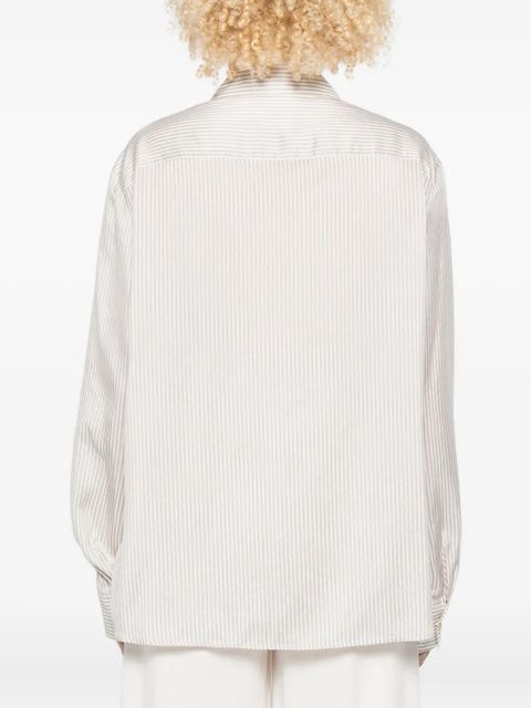 KHAITE stripe-pattern long-sleeve shirt - White