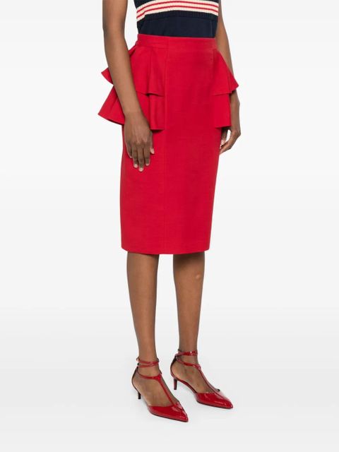 Valentino Garavani virgin wool-silk skirt - Red