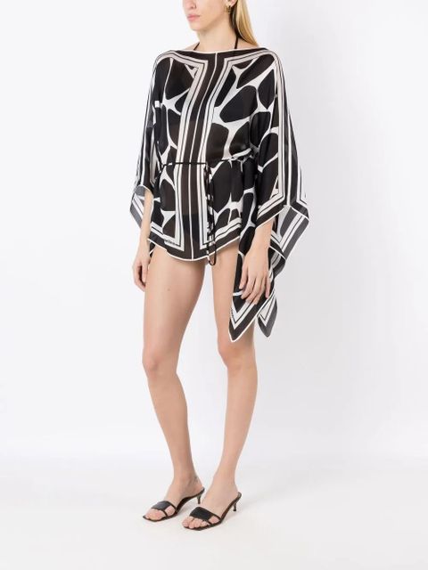 Valentino Garavani two-tone silk cover-up - Black