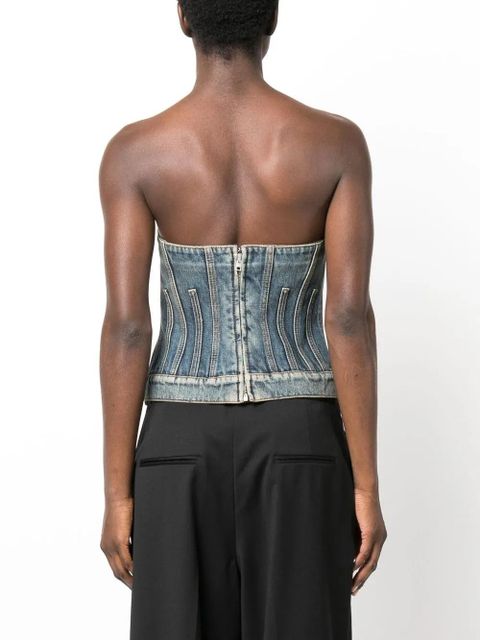 Alexander McQueen strapless denim top - Blue