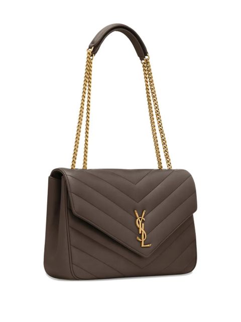 Saint Laurent Loulou large chevron chain shoulder bag - Grey