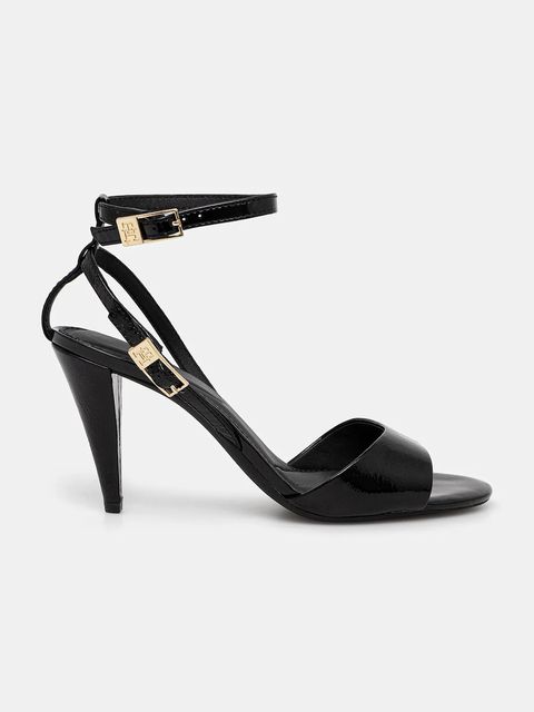 Tommy Hilfiger szpilki skórzane TH ELEGANT PATENT SANDAL kolor czarny FW0FW08961