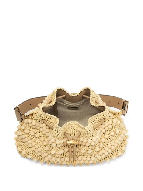 Jimmy Choo medium Cinch beaded embellishment bucket bag - Neutrals