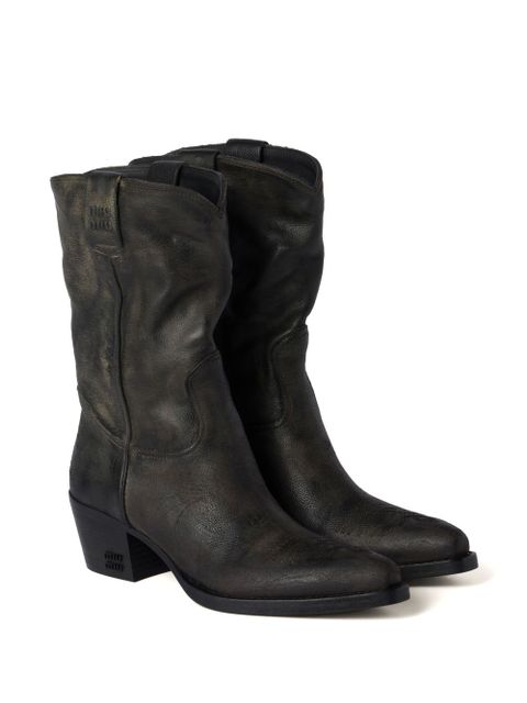 Miu Miu leather boots - Black - zdjęcie produktu nr 2