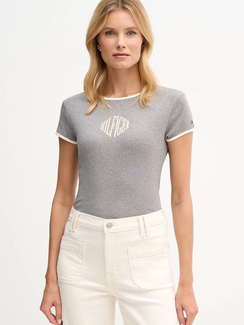 Tommy Hilfiger t-shirt bawełniany damski kolor szary WW0WW47881 - zdjęcie produktu nr 1