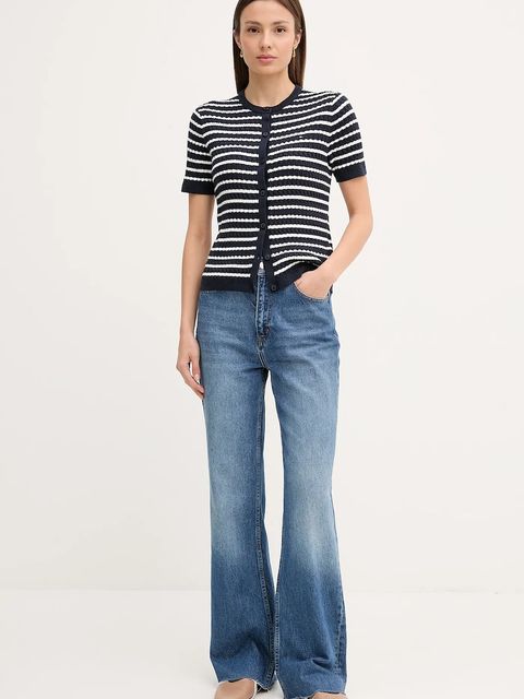 Tommy Hilfiger kardigan bawełniany damski kolor granatowy lekki WW0WW45707