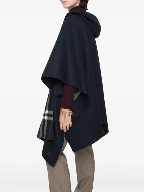 Burberry hooded checked cape - Blue - zdjęcie produktu nr 2