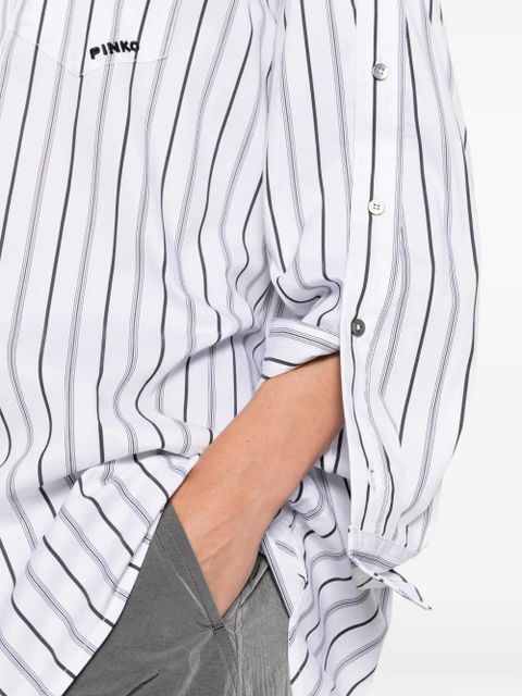 PINKO striped-pattern pocket shirt - White