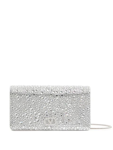Valentino Garavani Vlogo Signature sparkling-embroidery clutch bag - Silver - zdjęcie produktu nr 1