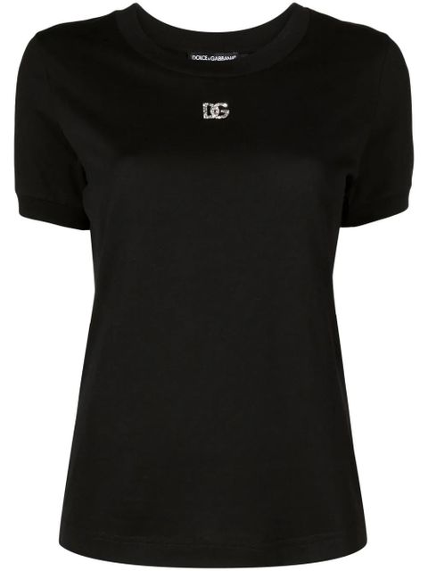 Dolce & Gabbana crystal-embellished round-neck T-shirt - Black - zdjęcie produktu nr 1