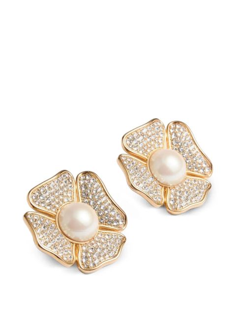 Valentino Garavani San Fin metal earrings with Swarovski® crystals and pearls - Gold