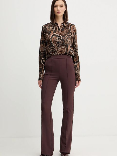 Guess koszula CLARISSE damska kolor brązowy regular z kołnierzykiem klasycznym W5BH78 W2770