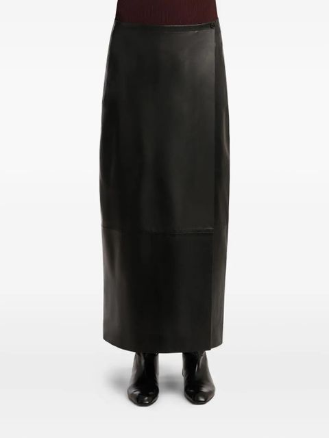 KHAITE panelled wrap midi skirt - Black